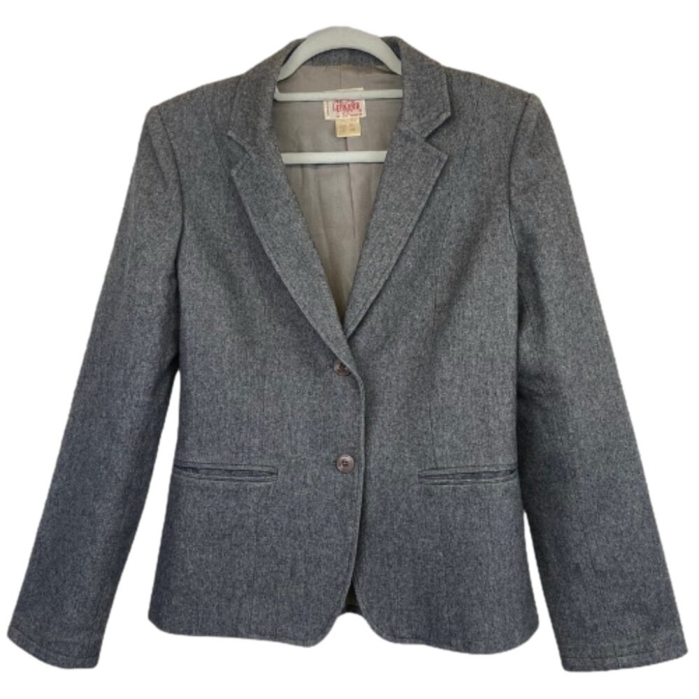 Vintage Mister Leonard Wool Blazer Notched Lapels Button Front Closure Gray W 10